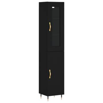 Highboard Black 34.5x34x180 cm Engineered Wood