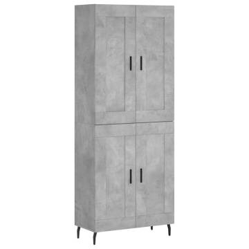 Highboard Concrete Grey 69.5x34x180 cm Engineered Wood