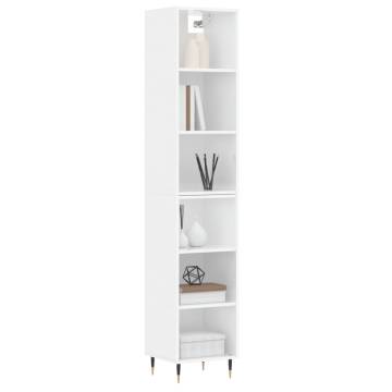 Highboard High Gloss White 34.5x32.5x180 cm Engineered Wood