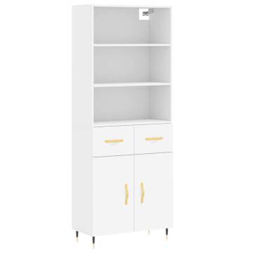 Highboard White 69.5x34x180 cm Engineered Wood