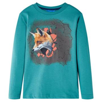 Kids' T-shirt with Long Sleeves Dark Aqua 140