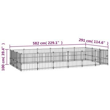 Outdoor Dog Kennel Steel 16.94 m²