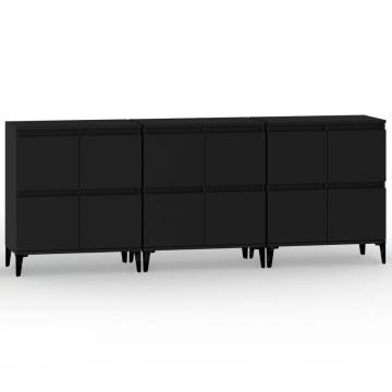 Sideboards 3 pcs Black 60x35x70 cm Engineered Wood