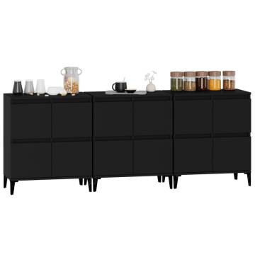 Sideboards 3 pcs Black 60x35x70 cm Engineered Wood