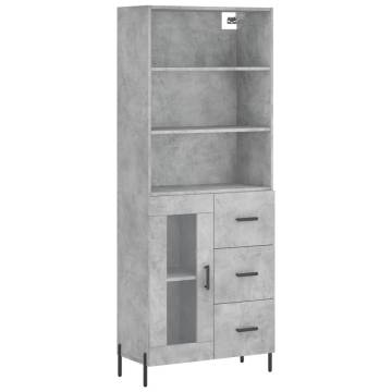 Highboard Concrete Grey 69.5x34x180 cm Engineered Wood