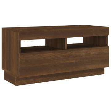 TV Cabinet with LED Lights Brown Oak 80x35x40 cm