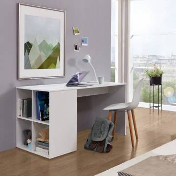 FMD Desk with Side Shelves 117x72.9x73.5 cm White