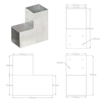 Post Connector L Shape Galvanised Metal 101x101 mm