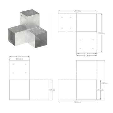 Post Connectors 4 pcs Y Shape Galvanised Metal 101x101 mm