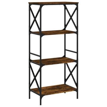 Bookcase 4-Tier Smoked Oak 59x35x132 cm Engineered Wood