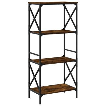 Bookcase 4-Tier Smoked Oak 59x35x132 cm Engineered Wood