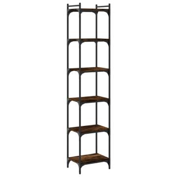 Bookcase 6-Tier Smoked Oak 40x30x188 cm Engineered Wood