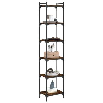 Bookcase 6-Tier Smoked Oak 40x30x188 cm Engineered Wood