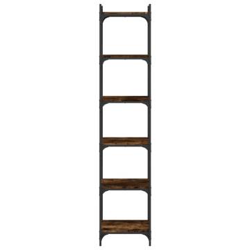 Bookcase 6-Tier Smoked Oak 40x30x188 cm Engineered Wood