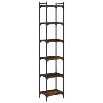 Bookcase 6-Tier Smoked Oak 40x30x188 cm Engineered Wood