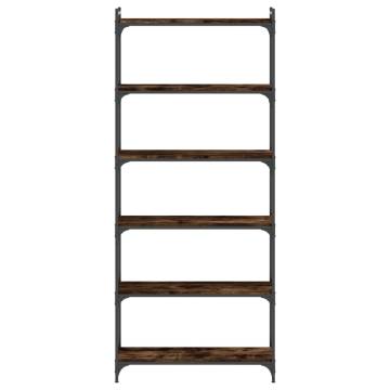 Bookcase 6-Tier Smoked Oak 80x30x188 cm Engineered Wood