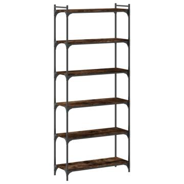 Bookcase 6-Tier Smoked Oak 80x30x188 cm Engineered Wood