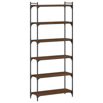 Bookcase 6-Tier Brown Oak 80x30x188 cm Engineered Wood