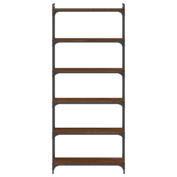 Bookcase 6-Tier Brown Oak 80x30x188 cm Engineered Wood