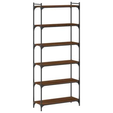 Bookcase 6-Tier Brown Oak 80x30x188 cm Engineered Wood