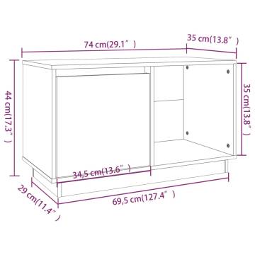 TV Cabinet White 74x35x44 cm Solid Wood Pine