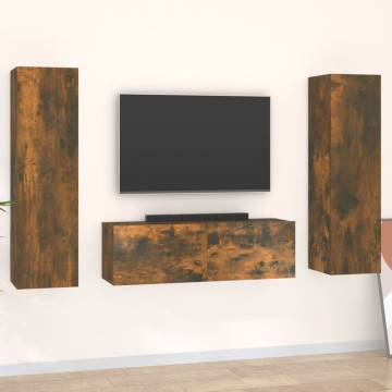 3 Piece TV Cabinet Set Smoked Oak Engineered Wood