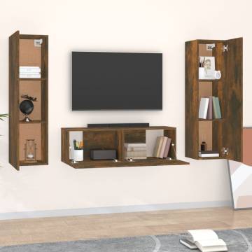 3 Piece TV Cabinet Set Smoked Oak Engineered Wood