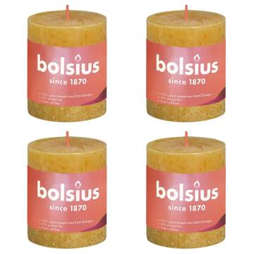 Bolsius Rustic Pillar Candles Shine 4 pcs 80x68 mm Honeycomb Yellow