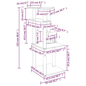 Cat Tree with Sisal Scratching Posts Cream 123 cm