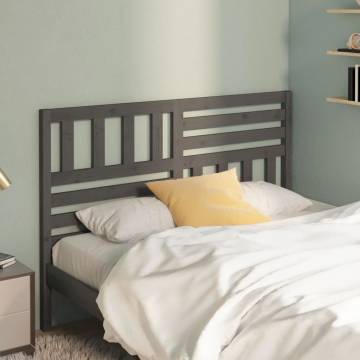 Bed Headboard Grey 141x4x100 cm Solid Wood Pine