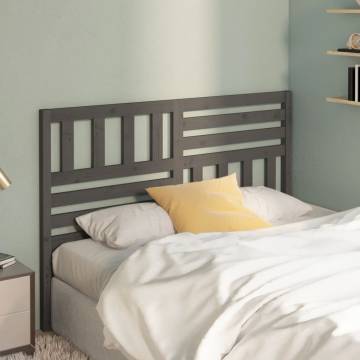 Bed Headboard Grey 141x4x100 cm Solid Wood Pine