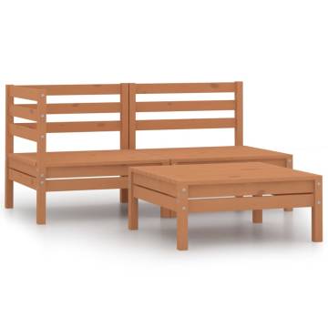 3 Piece Garden Lounge Set Solid Pinewood Honey Brown