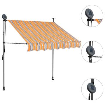 Manual Retractable Awning with LED 150 cm Yellow and Blue