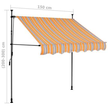 Manual Retractable Awning with LED 150 cm Yellow and Blue