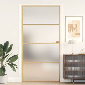 Interior Door Slim Golden 102.5x201.5 cm Tempered Glass and Aluminium