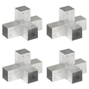 Post Connectors 4 pcs X Shape Galvanised Metal 81x81 mm