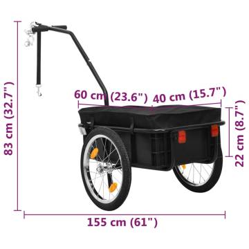 Bike Trailer/Hand Wagon 155x60x83 cm Steel Black