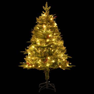 Pre-lit Christmas Tree with Pine Cones Green 150 cm PVC&PE