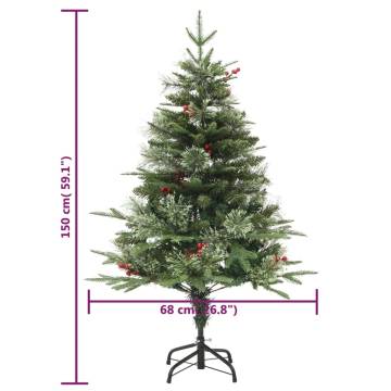 Pre-lit Christmas Tree with Pine Cones Green 150 cm PVC&PE