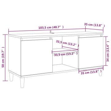 TV Cabinet with Solid Wood Legs Smoked Oak 103.5x35x50 cm