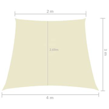 Sunshade Sail Oxford Fabric Trapezium 2/4x3 m Cream