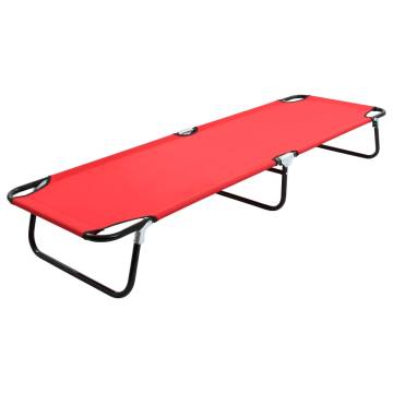 Folding Sun Lounger Red Steel