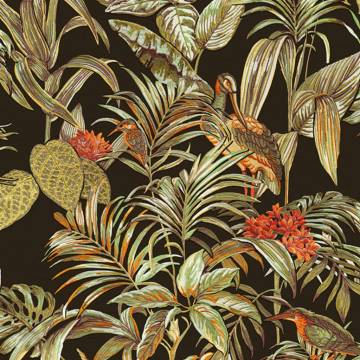 DUTCH WALLCOVERINGS Wallpaper Bird-of-Paradise Black