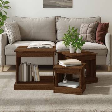 Coffee Tables 3 pcs Brown Oak Engineered Wood