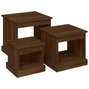 Coffee Tables 3 pcs Brown Oak Engineered Wood