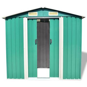 Garden Storage Shed Green Metal 204x132x186 cm