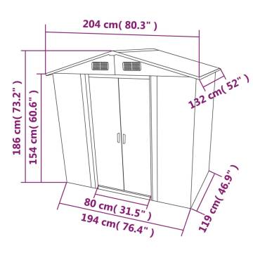 Garden Storage Shed Green Metal 204x132x186 cm