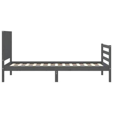 Bed Frame with Headboard Grey 90x200 cm Solid Wood