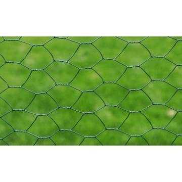 Chicken Wire Fence Galvanised with PVC Coating 25x0.75 m Green