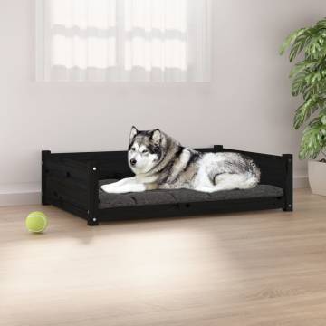 Dog Bed Black 105.5x75.5x28 cm Solid Pine Wood